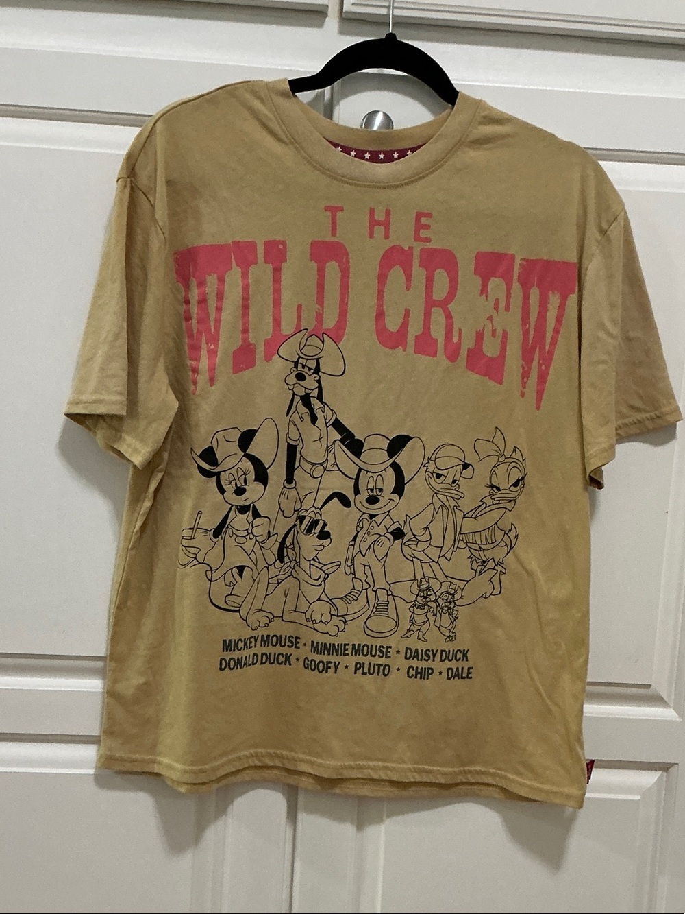 Disney Beige Short Sleeve 'The Wild Crew' Graphic Tee with Red Print